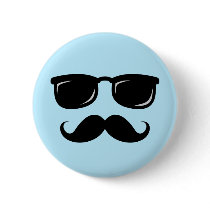 Incognito blue button with moustache and sunglasse