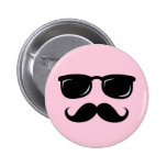 Incognito pink button with moustache and sunglasse