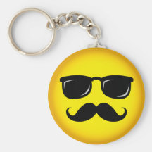 Incognito yellow moustache smiley keychain