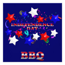 Independence Day Stars and Confetti BBQ Invitation