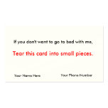 Indestructible Pick-up Card business cards