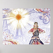 India Dancer with Sun (coloured pencil) Posters