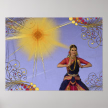 India Dancer with Sun (pop art) Poster