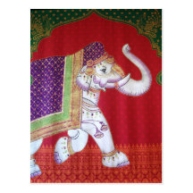 Indian art elephant postcard