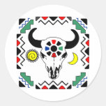 Indian Cow Skull Round Sticker