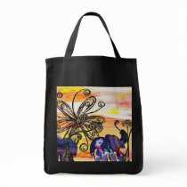 Indian Elephants Grocery Tote Canvas Bags