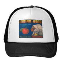 Indian Head Washington Apples Vintage Crate Label Trucker Hat