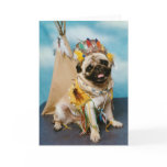 Indian Native American Pug Dog Card