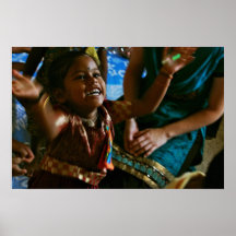 Indian Slum Child playing with Bubbles Print