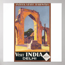 Indian State Railways Visit India Delhi, Vintage Print