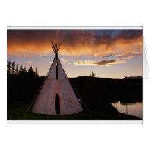 Indian Teepee Sunset  landscape Cards
