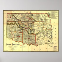 Indian Territory 1889 Map Poster