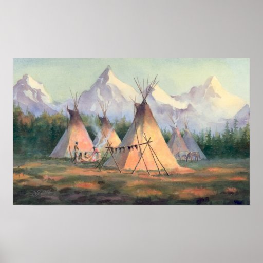 INDIAN TIPI CAMP by SHARON SHARPE Print
