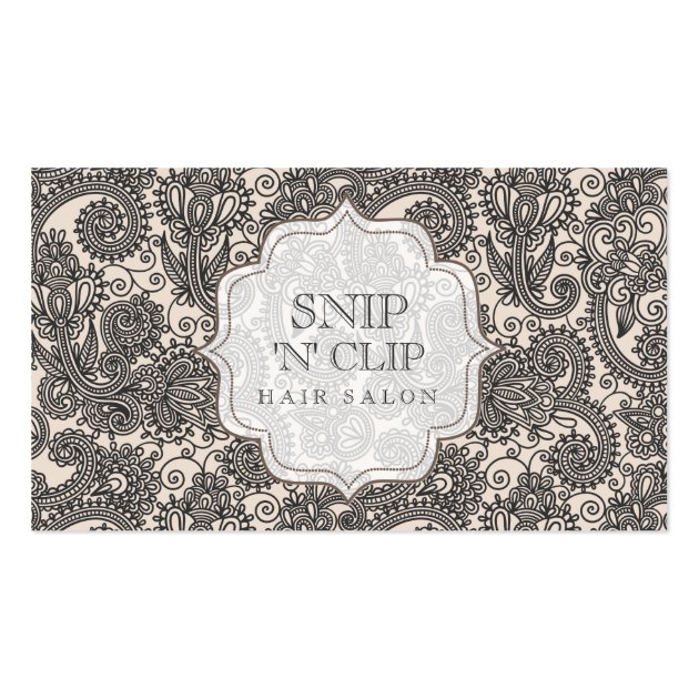 Indian Vintage Paisley Hair Stylist Salon Business Card Template
