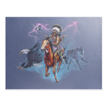 Indian Warrior in Battle Post Card