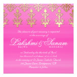 Indian Wedding Invite Damask Gold Pink White