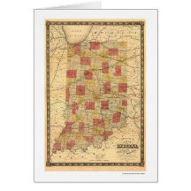 Indiana Railroad Train Map 1858 Cards
