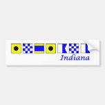 Indiana spelled in nautical flag alphabet bumper sticker