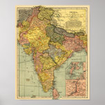 IndiaPanoramic MapIndia Posters