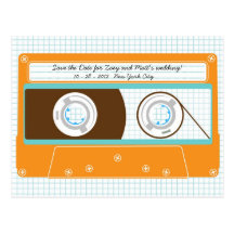 Indie Mixtape (Orange/Sky) Save the Date Post Card