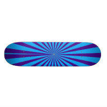 Indigo Blue Purple Starburst Sun Rays Tunnel View Custom Skateboard