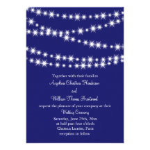 Indigo Twinkle Lights Wedding Invitation