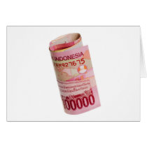 Indonesian currency rolled greeting cards