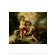 Infant Jesus and John the Baptist circa 1600's Postcard