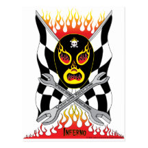 Inferno Luchador Mexican Wrestler Postcard