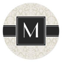 Inital with Ivory Beige Damask stickers