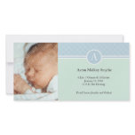 Initial Blue Green Boy New Baby Birth Photo Cards photo cards