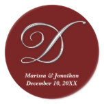 Initial D wine red monogram custom name favour sea stickers