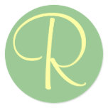 Initial Monogram R Green Cream Sti... - Customised stickers