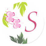Initial S Floral Pink Green stickers