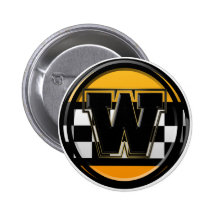 Initial W taxi driver Pinback Buttons