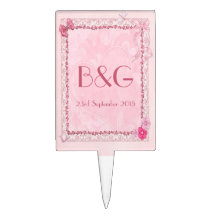 Initialled cake topper with hearts and butterflies