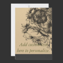 Ink Floral Vintage Green invitations