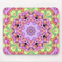 Ink Washed Mandala Pink and Gold Mousepad