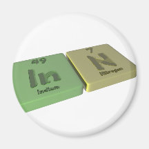 Inn as In Indium and N Nitrogen Fridge Magnets