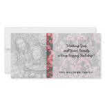 inricate vintage pink damask on deep grey customised photo card