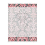 inricate vintage pink damask on deep grey postcard
