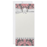 inricate vintage pink damask on deep grey rack cards