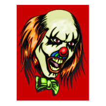 Insane Evil Clown Postcard