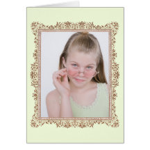 Insert Family Photo Antique Pink Frame Greeting Cards