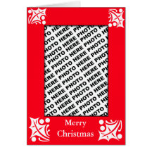Insert Photo Merry Christmas Card Red Leaf