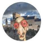 Insomniac Visits Alcazar-of-Segovia Round Sticker