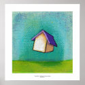 Inspirational flying house fun colourful happy art posters