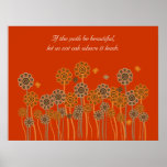 Inspirational orange retro garden poster posters