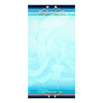 Inspiring Aqua Blue floral gift Personalized Photo Card