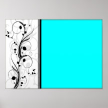 Inspiring black floral and cyan texture posters